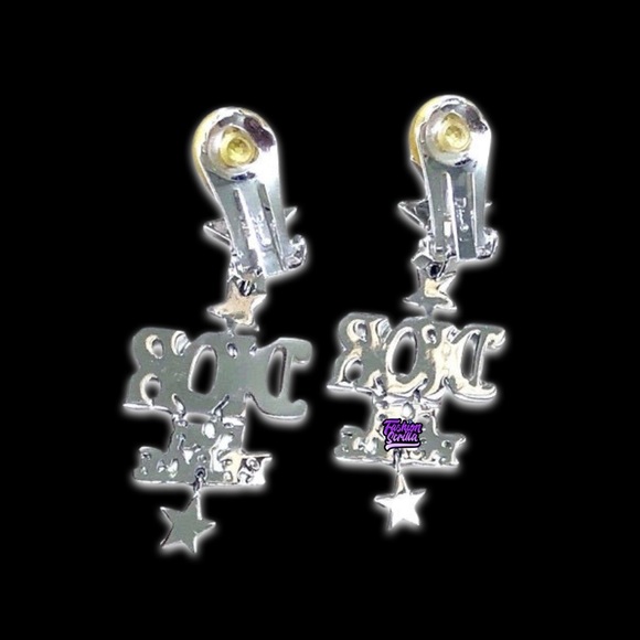 Vintage Christian Dior 70’s Silver Diamanté Crystal Dior For Peace Logo Earrings - Picture 5 of 17